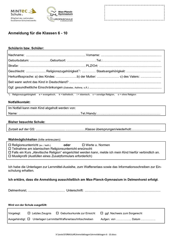 Formulare / Downloads – Max-Planck-Gymnasium | Europaschule